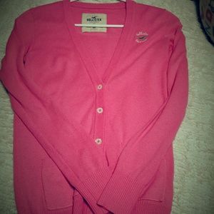 Pink hollister cardigan
